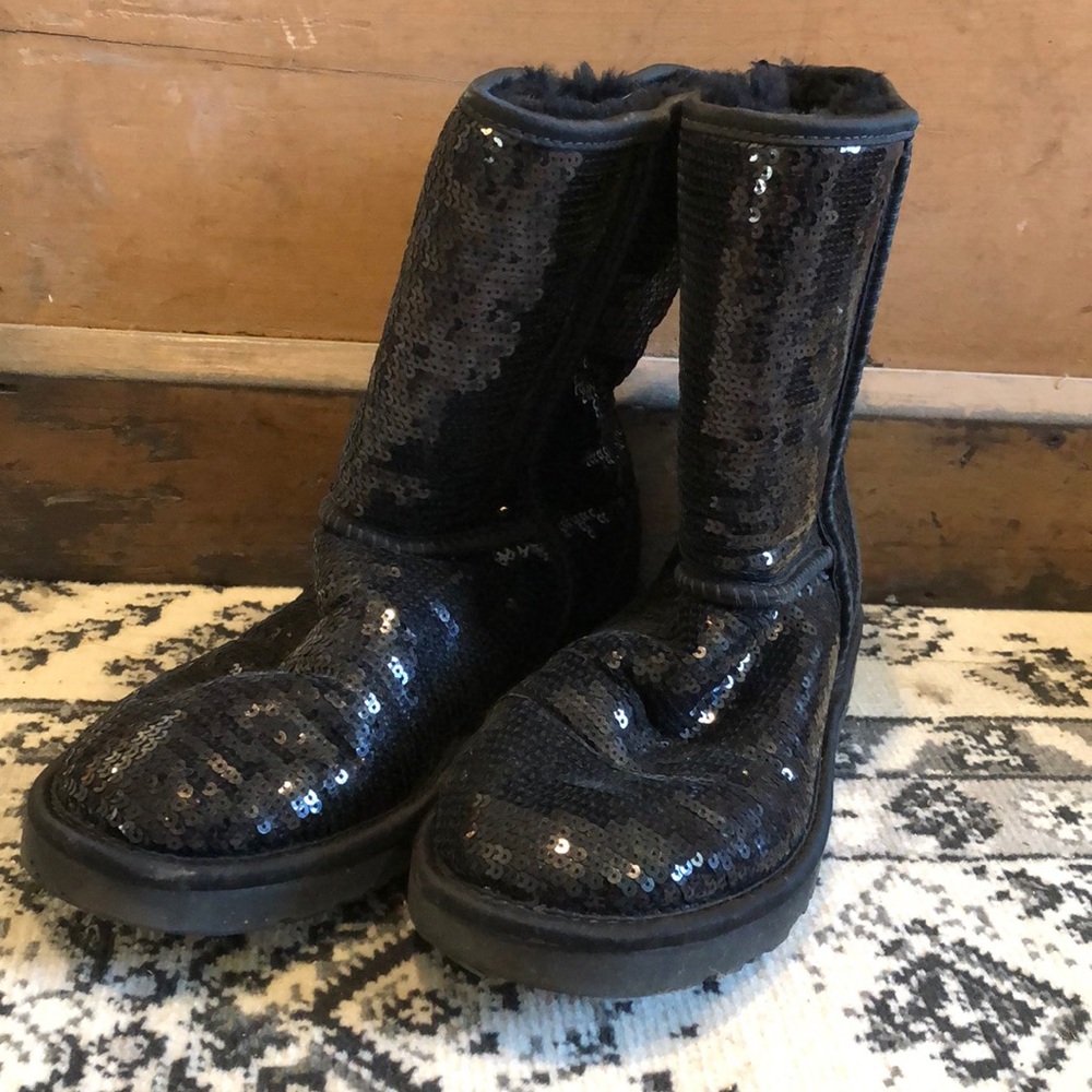 UGG boots, black sparkle